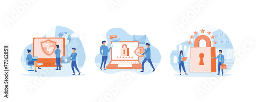 General privacy regulation for protection of personal data. Personal information control and security. General rules for data protection GDPR. Set flat vector modern illustration
