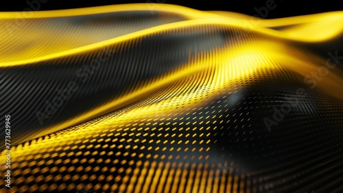 Abstract Black and Gold Waves - Dynamic black background with glowing gold wave patterns.