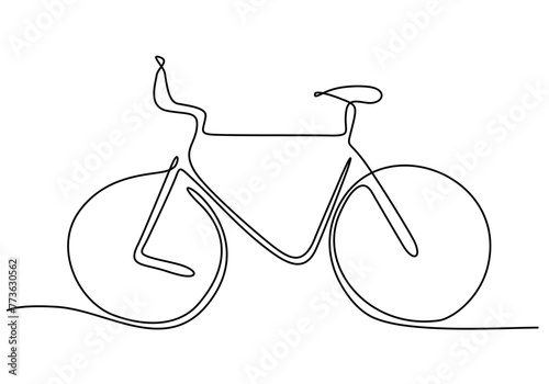 Continuous line, bicycle travel suitable for holiday. Drawing of set Exercise. (Vector illustration one line drawing)