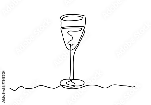 Continuous one line drawing of two glasses of red wine. Minimalist linear concept of celebrate and cheering. Editable stroke Vector illustration