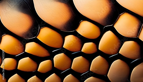 A striking design can be seen on the skin of the queen snake, where the scales display a precise layout of dark crossbands that extend longitudinally along the entire body. photo