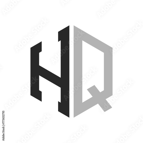 Modern Unique Hexagon Letter HQ Logo Design Template. Elegant initial HQ Letter Logo Concept