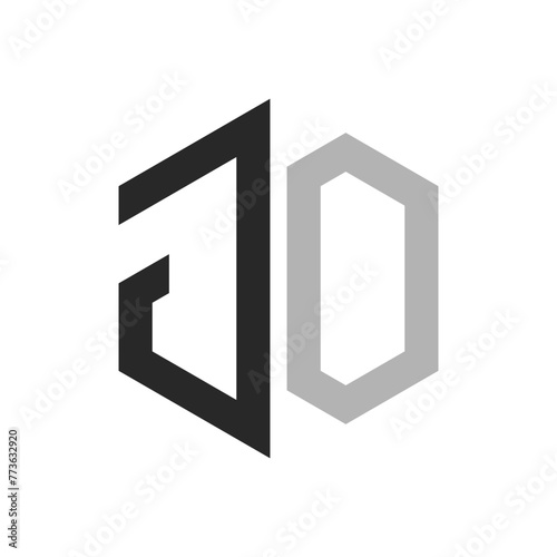 Modern Unique Hexagon Letter JO Logo Design Template. Elegant initial JO Letter Logo Concept