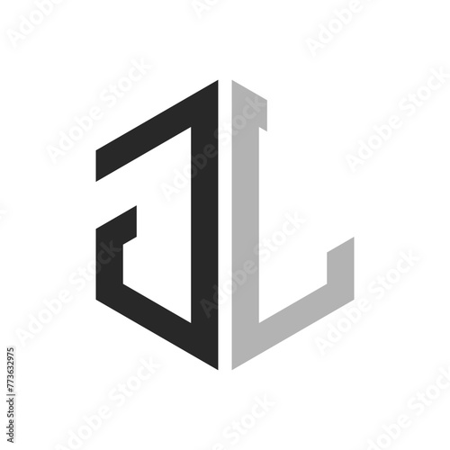 Modern Unique Hexagon Letter JL Logo Design Template. Elegant initial JL Letter Logo Concept