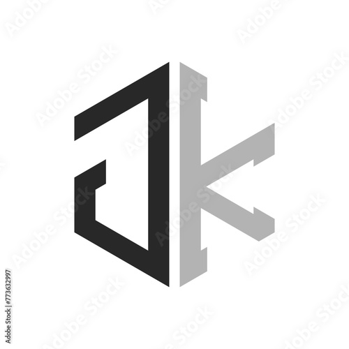 Modern Unique Hexagon Letter JK Logo Design Template. Elegant initial JK Letter Logo Concept
