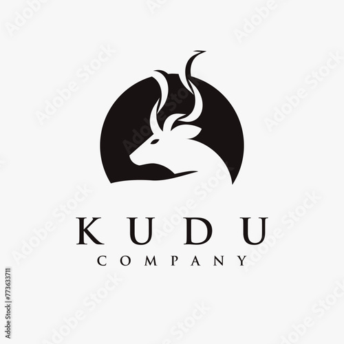 Abstract minimalist kudu logo vector illustration on white background