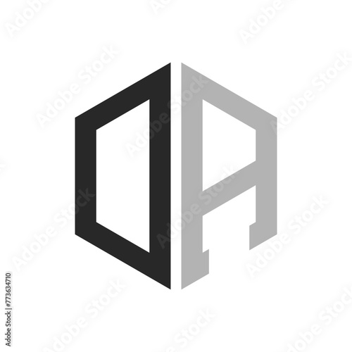Modern Unique Hexagon Letter DA Logo Design Template. Elegant initial DA Letter Logo Concept
