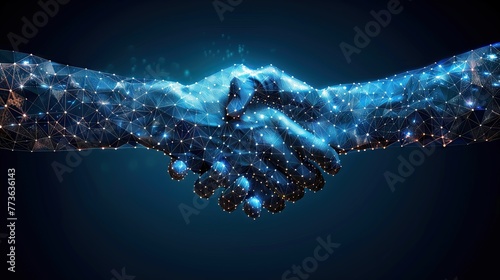 Abstract image. Handshake making the best deal, financial concept of investment business. Partnership and Exchange on the background of technology