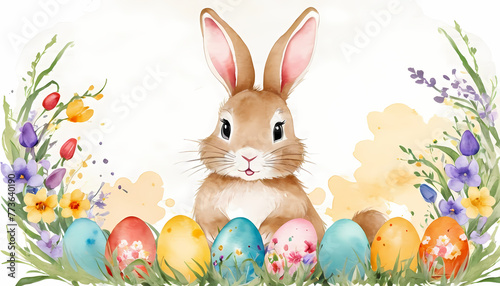 easter bunny and easter eggs © US DESIGNER