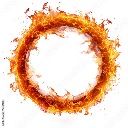 Circular fire isolated on white
