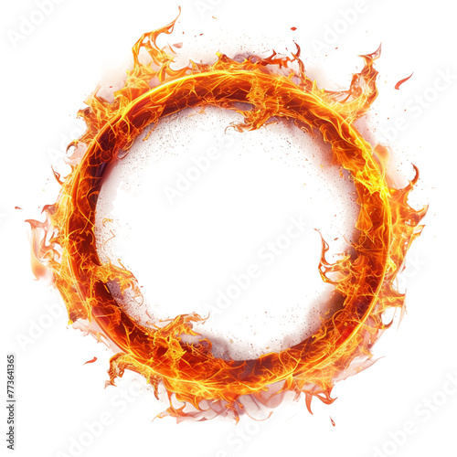 Circular fire isolated on white
