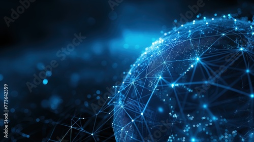Digital World Blue Globe Surrounded by Technological Elements