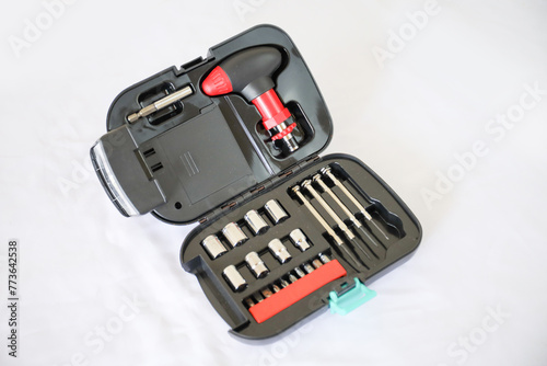 Construction instruments and tools. Set of tools. Compact tool box. Mend and repair. Home tool kit.