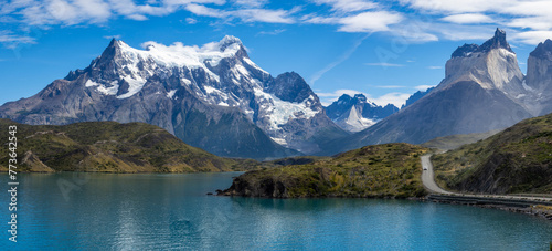 Lake Pehoe in Torres del Paine National Park in Chile Patagonia photo