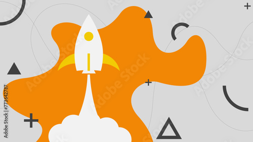 Business startup concept with rocket launch. Business project startup process, idea trough planning and strategy.