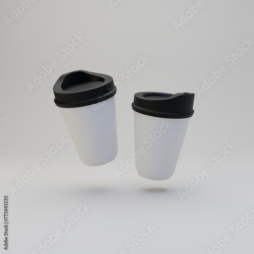 3D rendered image of coffee cup mock up. Paper coffee cup isolated on white background