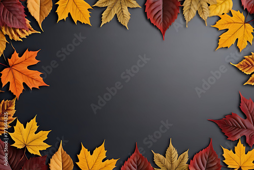 Autumn leaves with copy-space background concept, blank space. Place to adding text blank copy space. Golden Glimpse: Autumn Leaves Copy-Space Scene