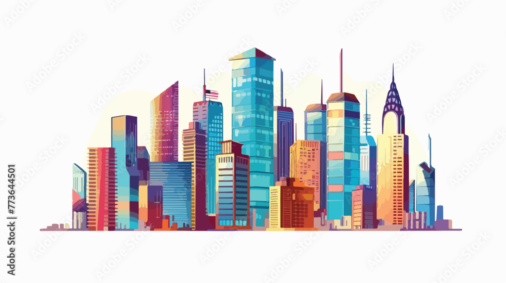 City buildings symbol flat cartoon vactor illustrat
