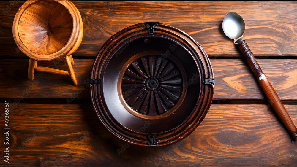 Wooden, cup, plate, spoon, table, chair, dinner, tea, coffee, mug, restaurant, Cafe, background, wallpaper, HD