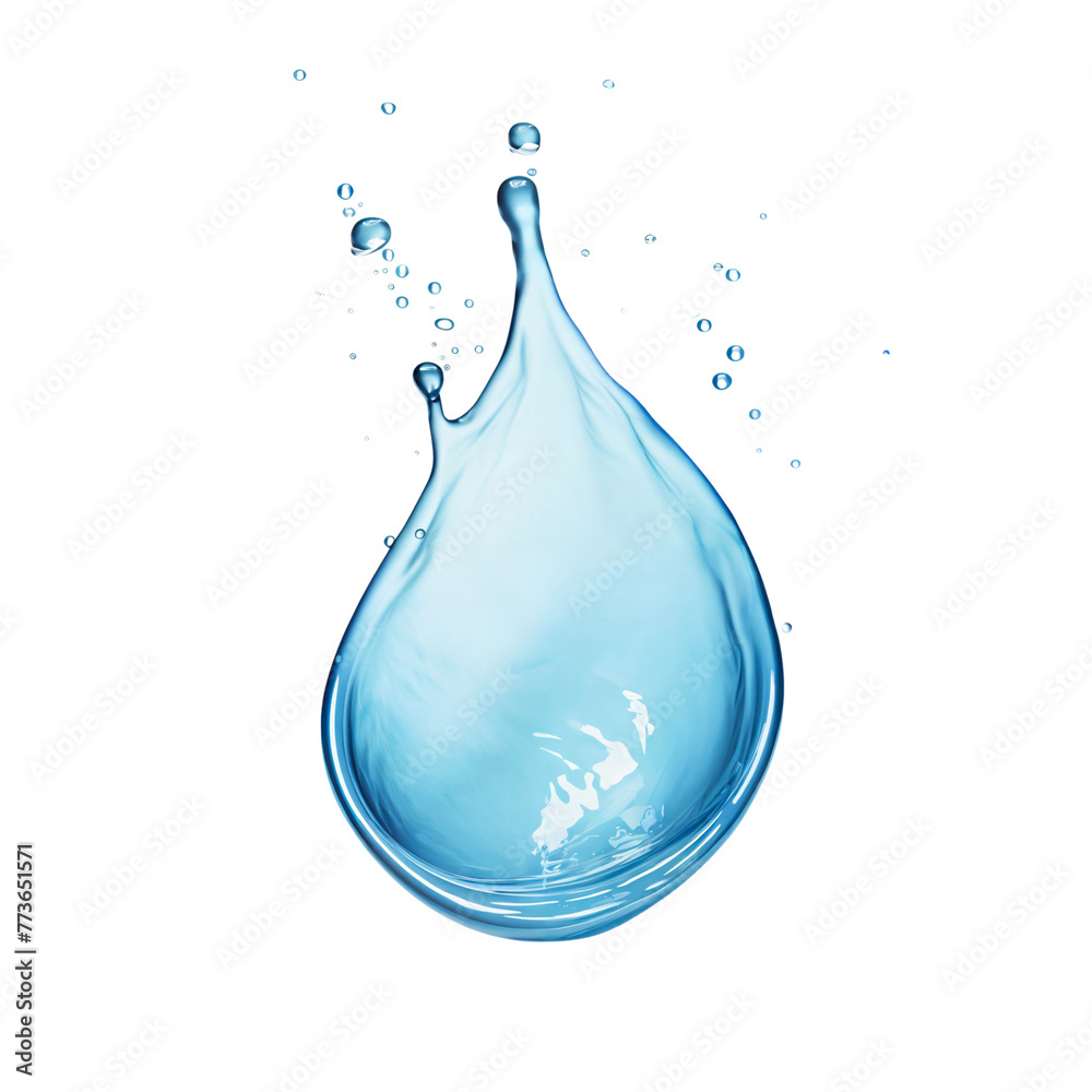 Blue water drop splash isolated on transparent background Blue water drop splash isolated on transparent background