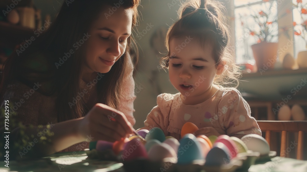 Easter Egg Painting Mother and Daughter Bonding Easter Egg Painting Mother and Daughter Bonding
