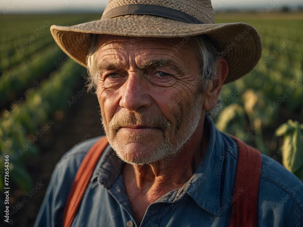 Portrait of a farmer in a tomato plantation