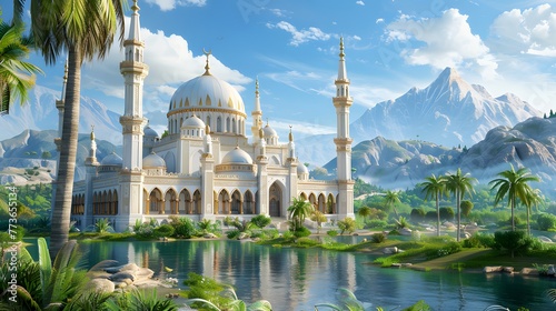Tranquil Mosques: Coastal and Mountainous Settings ai image