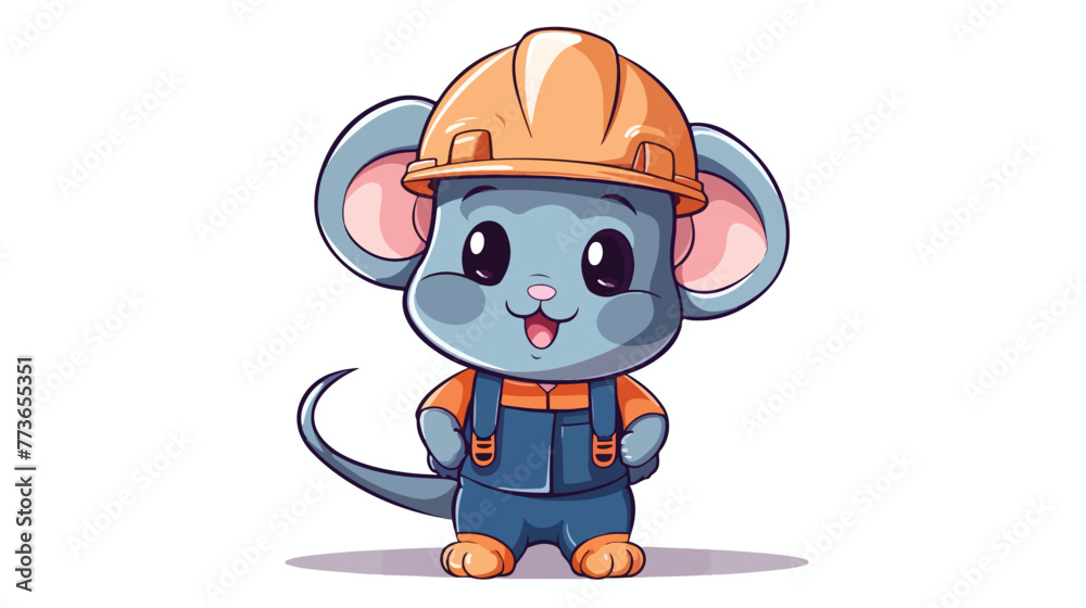 Cute mouse worker cartoon flat cartoon vactor illus