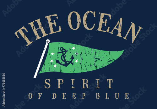 Vector illustration of nautical flag with anchor and text. Art for prints on t-shirts, posters, etc...