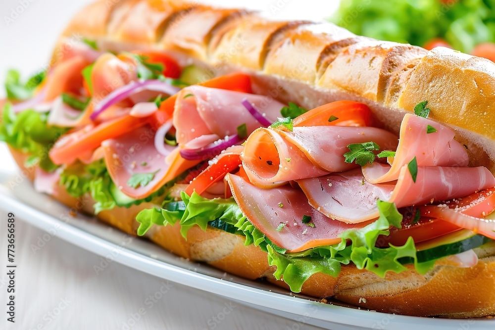 An image depicting a delicious hoagie neatly plated.