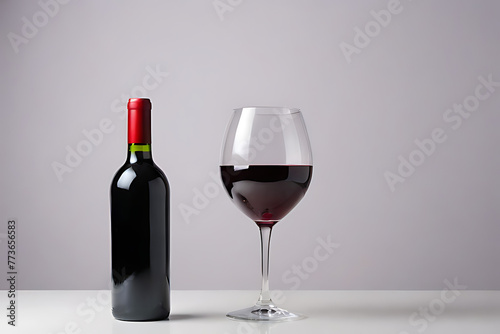 Red wine with copy-space background concept, blank space. Cerise Ceremony: Red Wine Bottle Display on Bar