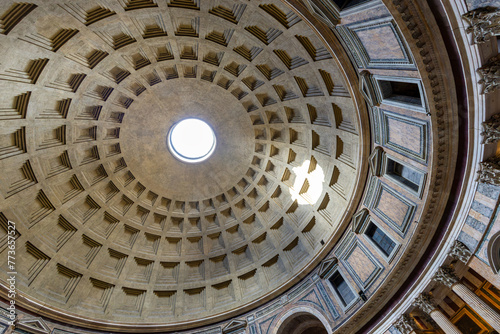 Internal part of dome in Pantheon of Rome  Italy