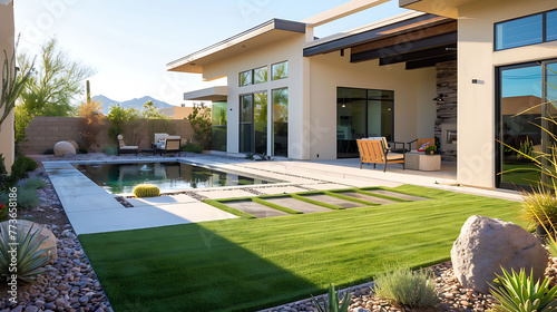 Simple Southwest Landscape: Modern Backyard with Extensive Lawn and Absence of Pool