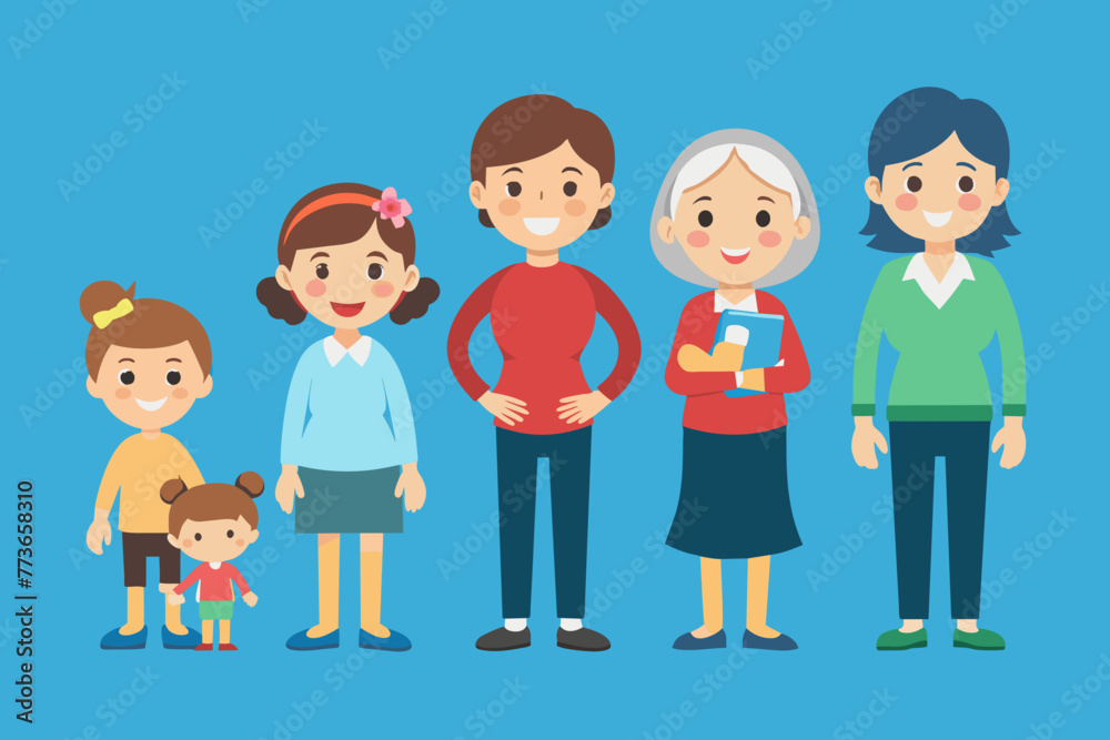 character of a woman in different ages a baby vector illustration
