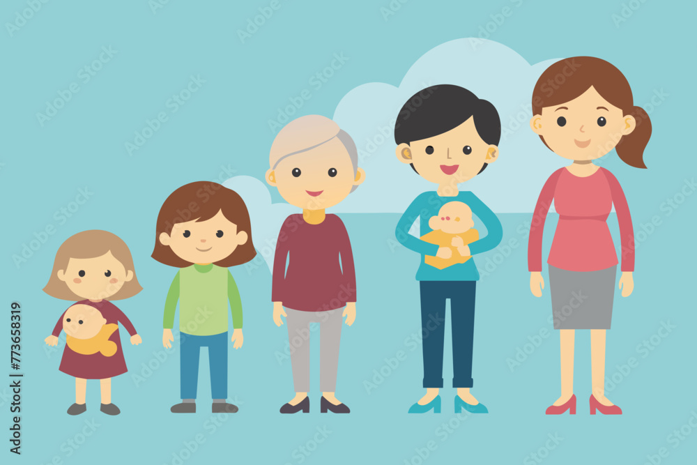 character of a woman in different ages a baby vector illustration character of a woman in different ages a baby vector illustration