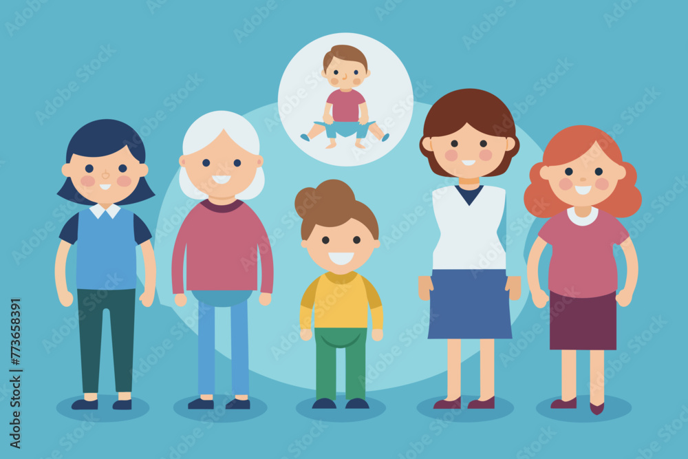 character of a woman in different ages a baby vector illustration character of a woman in different ages a baby vector illustration