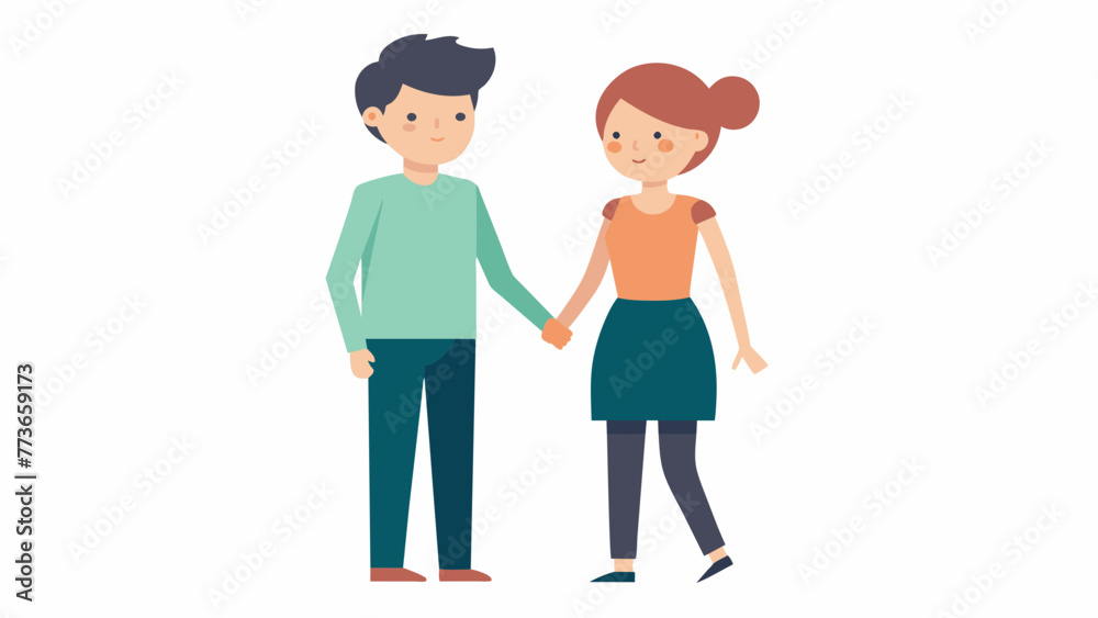 man and woman hold hands vector illustration