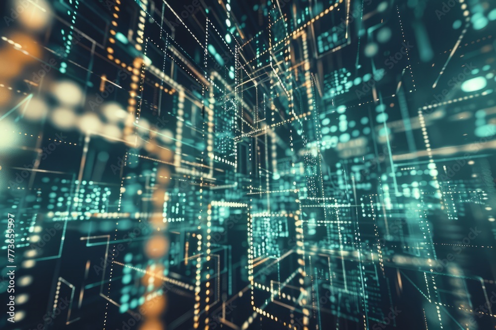 An abstract depiction of the digital realm, featuring interconnected networks of glowing nodes and circuits, representing the flow of information and data, Generative AI An abstract depiction of the digital realm, featuring interconnected networks of glowing nodes and circuits, representing the flow of information and data, Generative AI