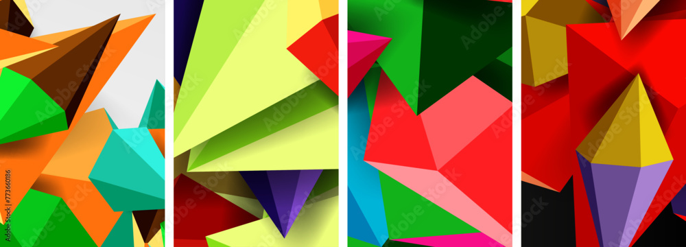 Triangle abstract concepts poster set with geometric minimal designs Triangle abstract concepts poster set with geometric minimal designs
