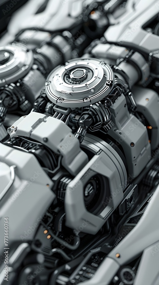 Highly Detailed Visualization of Thermal Management System for High-Performance Electric Vehicles in Cool Grays Highly Detailed Visualization of Thermal Management System for High-Performance Electric Vehicles in Cool Grays