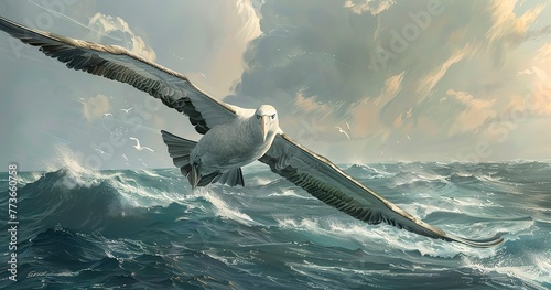 Albatross, wings outstretched, master of the sea winds, enduring voyager. 