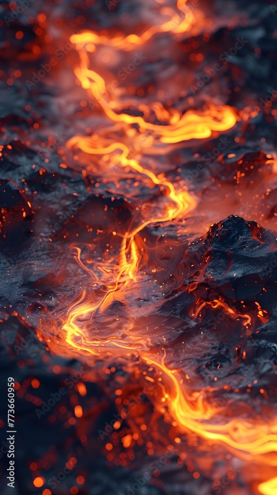 Intense Fiery Eruption of Molten Magma and Scorching Flames Amidst a Volcanic Landscape Intense Fiery Eruption of Molten Magma and Scorching Flames Amidst a Volcanic Landscape