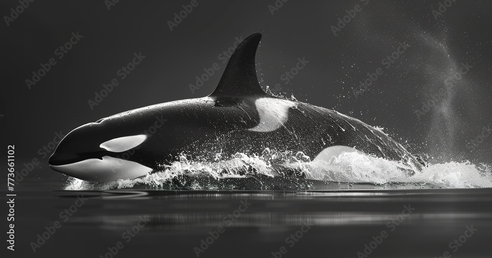Orca (Killer Whale), black and white, powerful and social apex predator