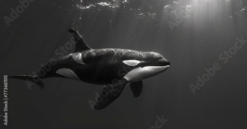Photography Orca (Killer Whale), black and white, powerful and social apex predator