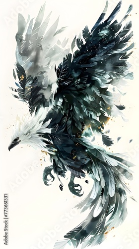 Majestic Mythical Phoenix A Cinematic Rebirth of Endless Invention in Captivating Monochrome