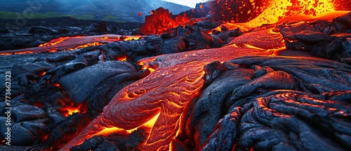 Immerse yourself in the awe-inspiring spectacle of nature's fury as fiery lava flows from the depths of the earth