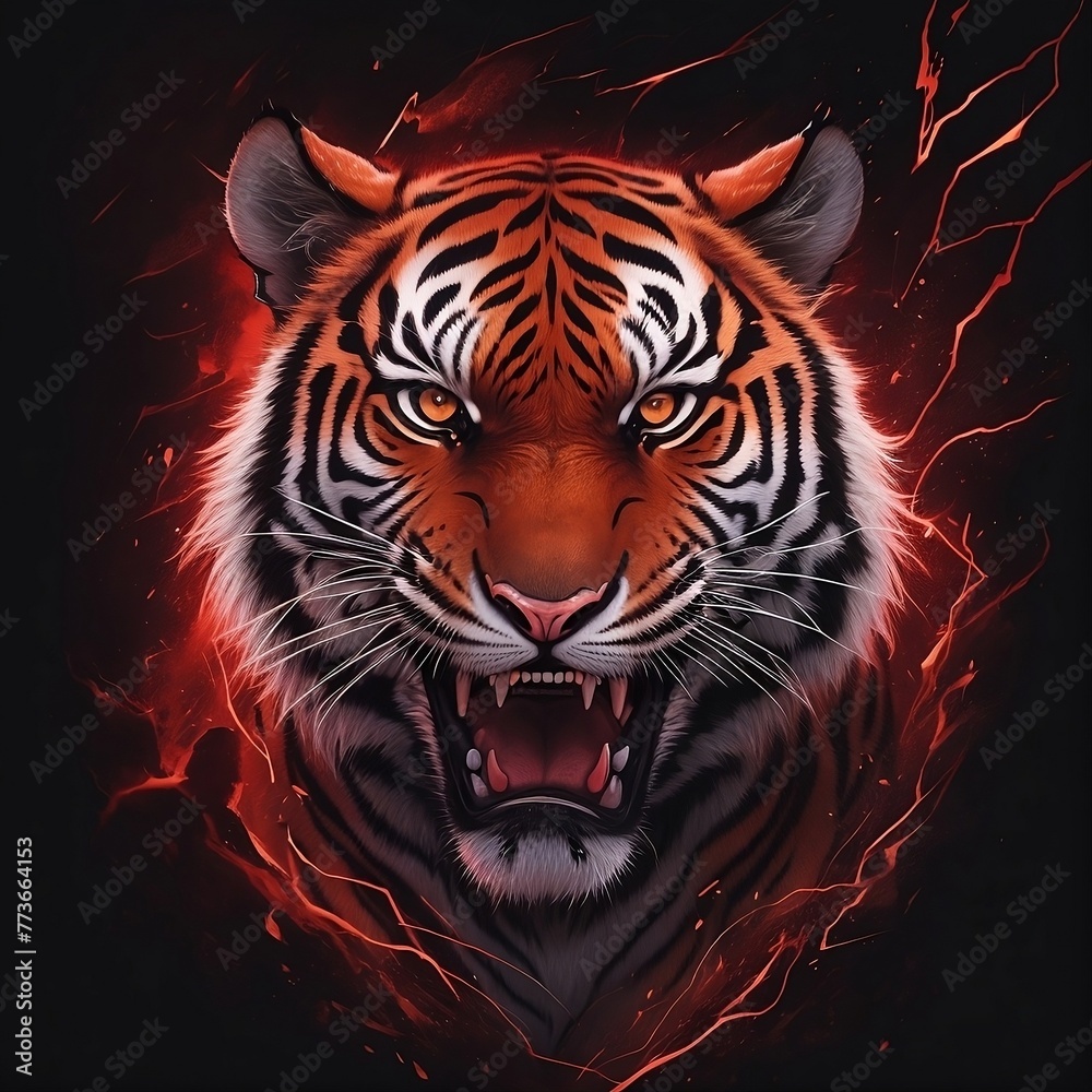 Angry tiger head illustration