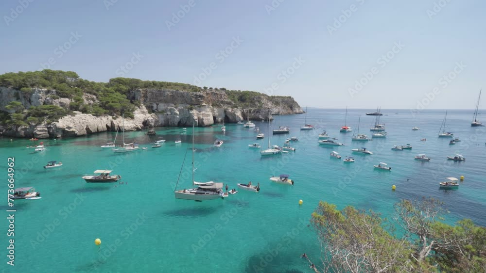 The beautiful famous Calla Macarella in Menorca, Spain The beautiful famous Calla Macarella in Menorca, Spain