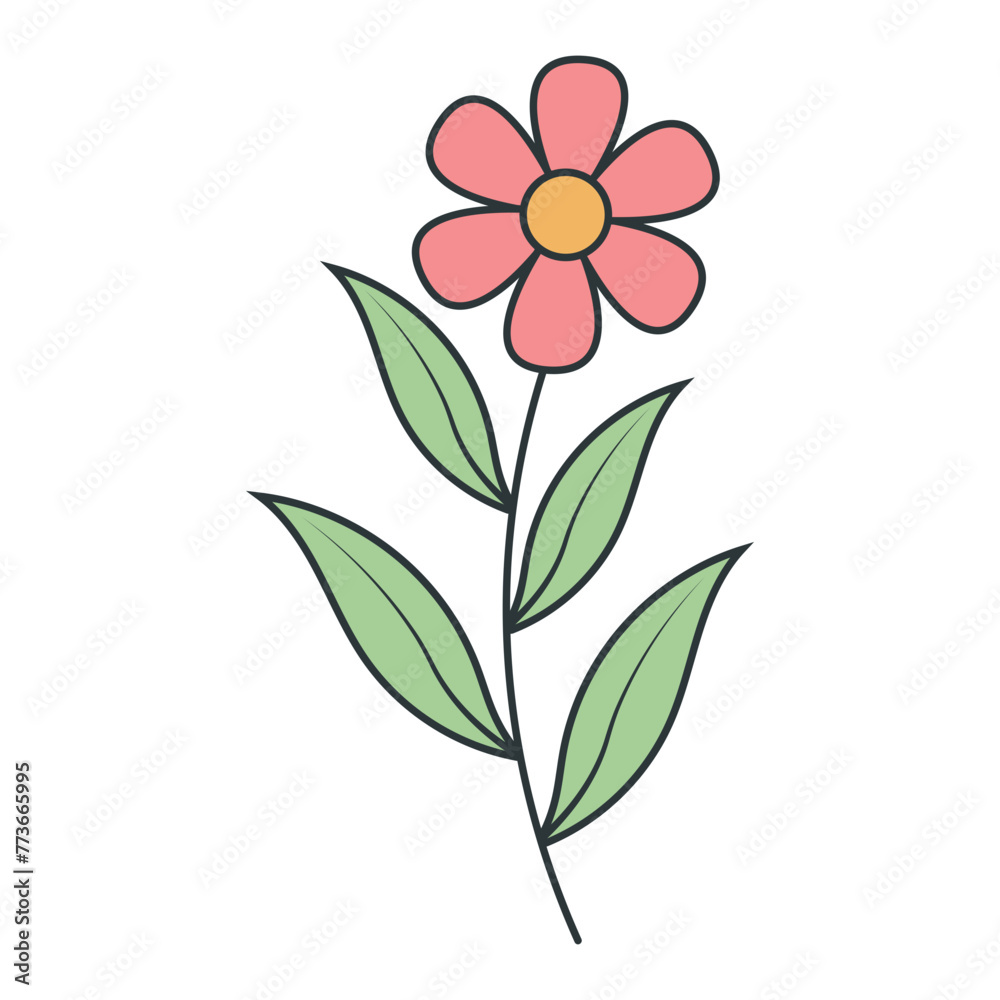 Hand Drawn Floral Botanical Branches. Isolated on White Background. Vector Illustration.