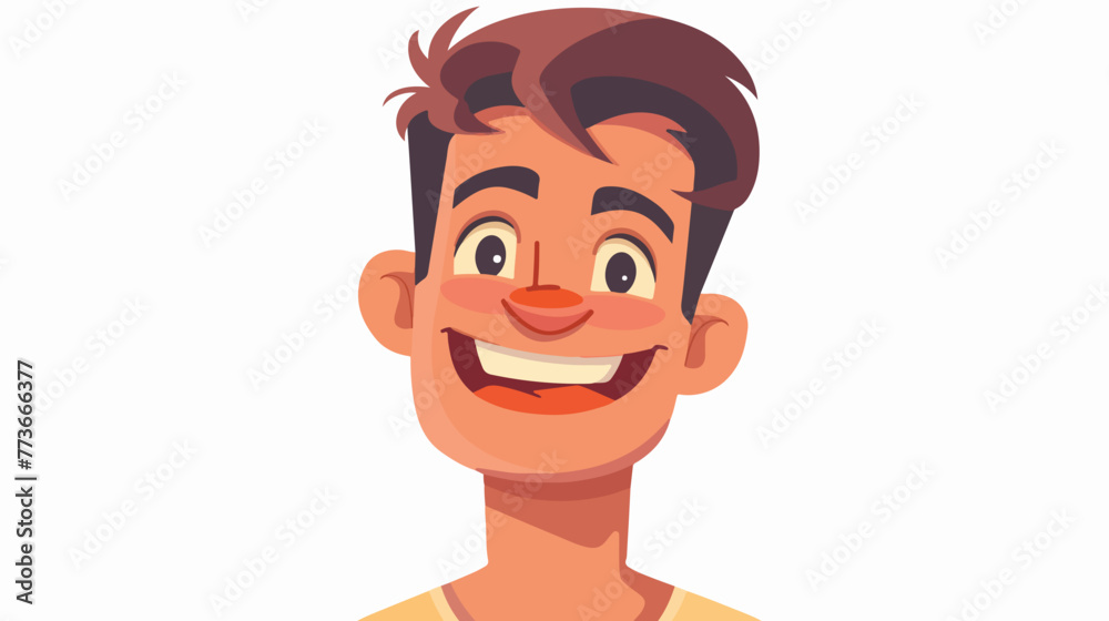 Face of young happy man icon image flat cartoon vac